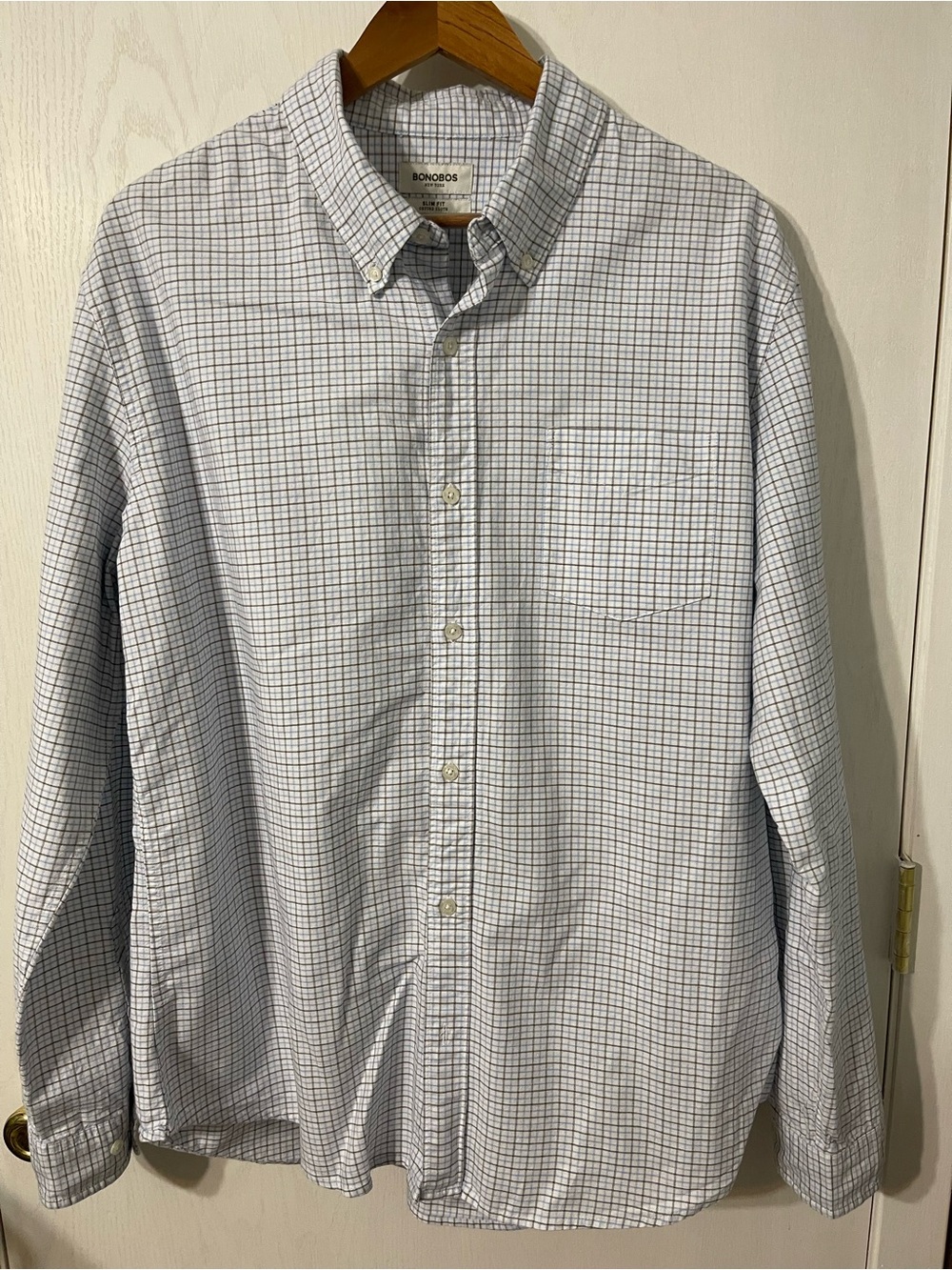 Bonobos Men’s Light Blue and White Cotton Button-Down Shirt